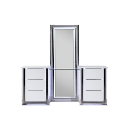 Global Furniture Usa Modern  High Gloss Ylime Smooth White Vanity With Led 3870